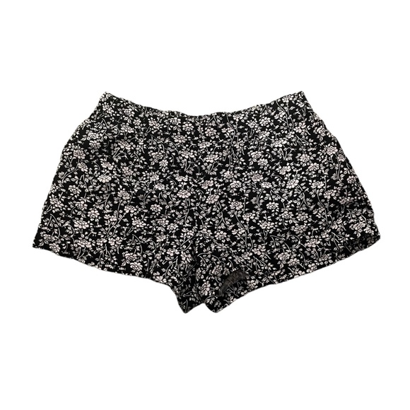 Loft Black Floral Linen Blend Mini Shorts Size Large - Picture 1 of 8